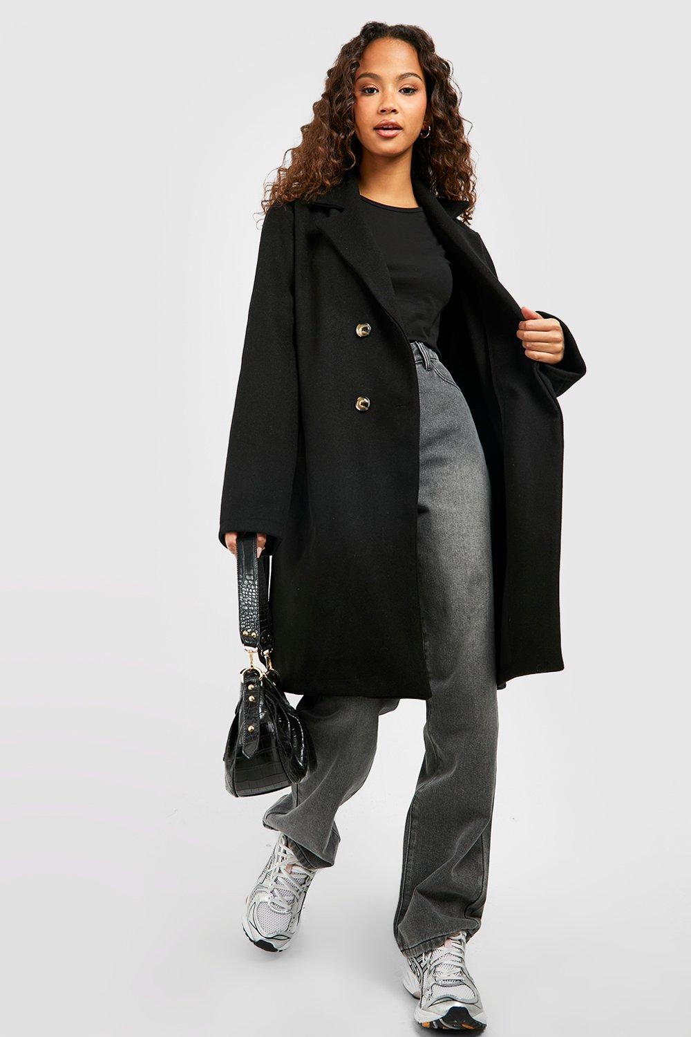 Belted Double Breasted Wool Look Coat