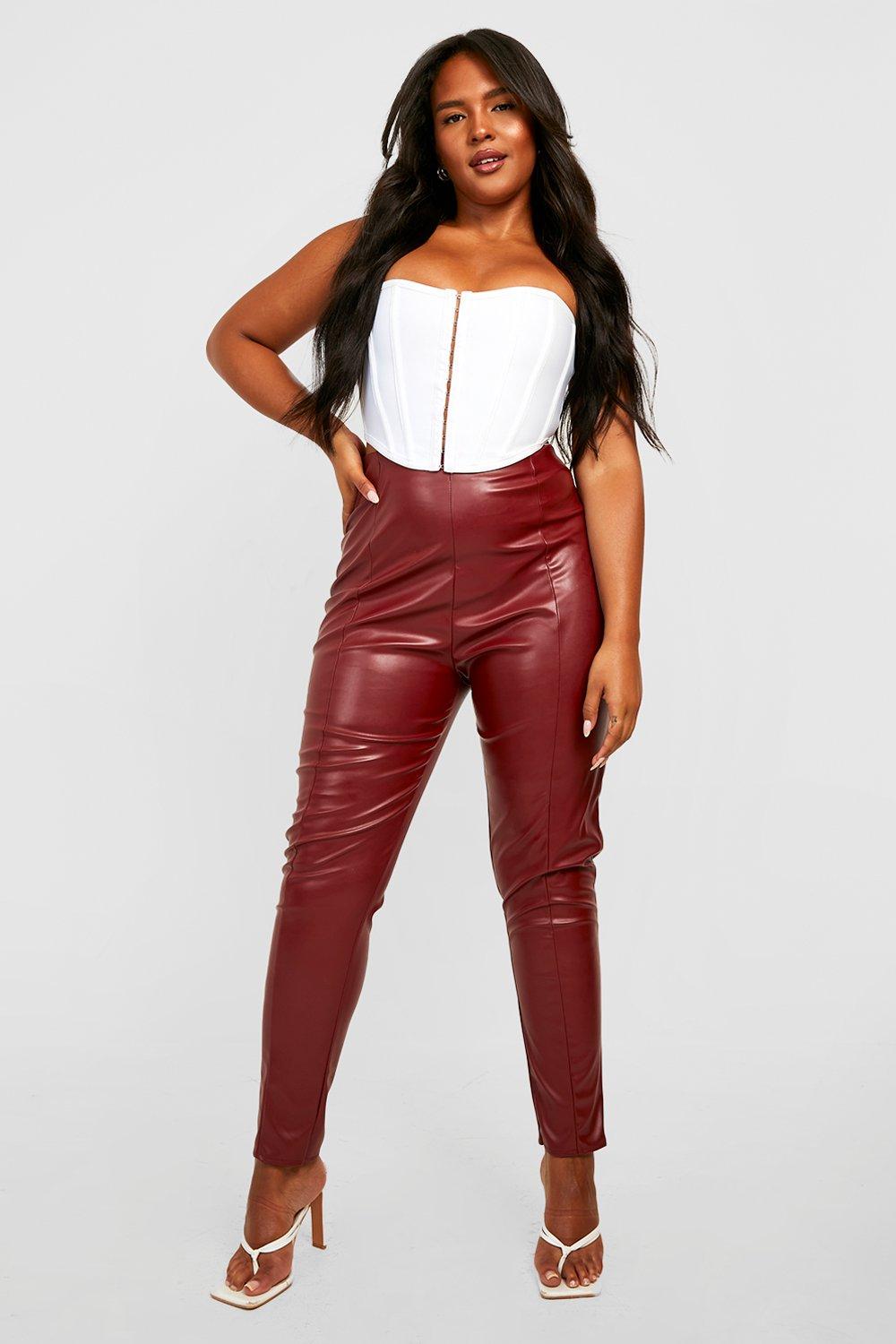 Plus Seam Front Pu Leggings boohoo