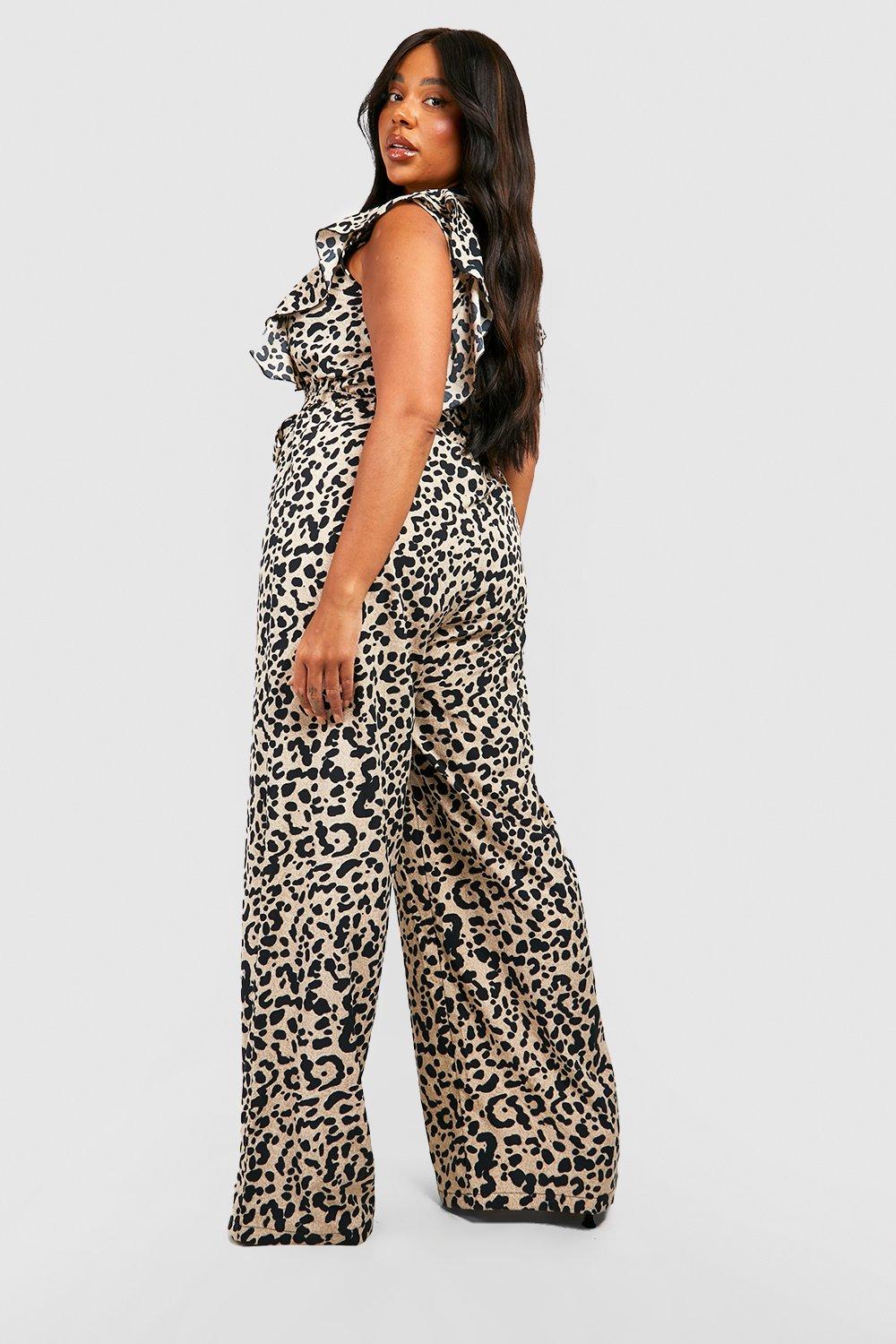 Leopard print best sale jumpsuit plus size