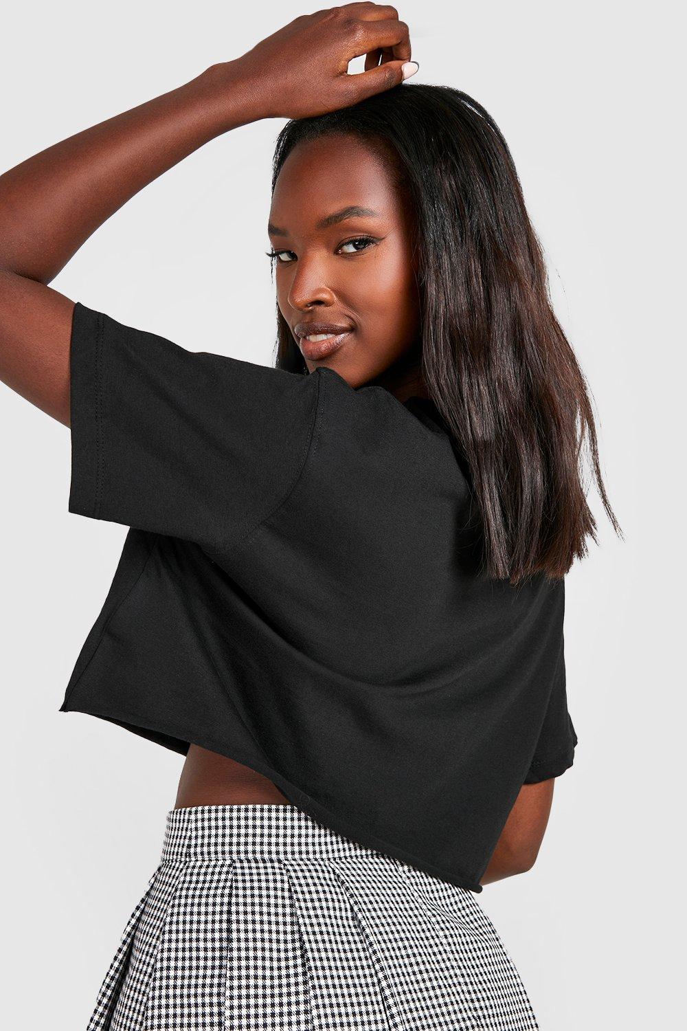 black cropped t shirt topshop