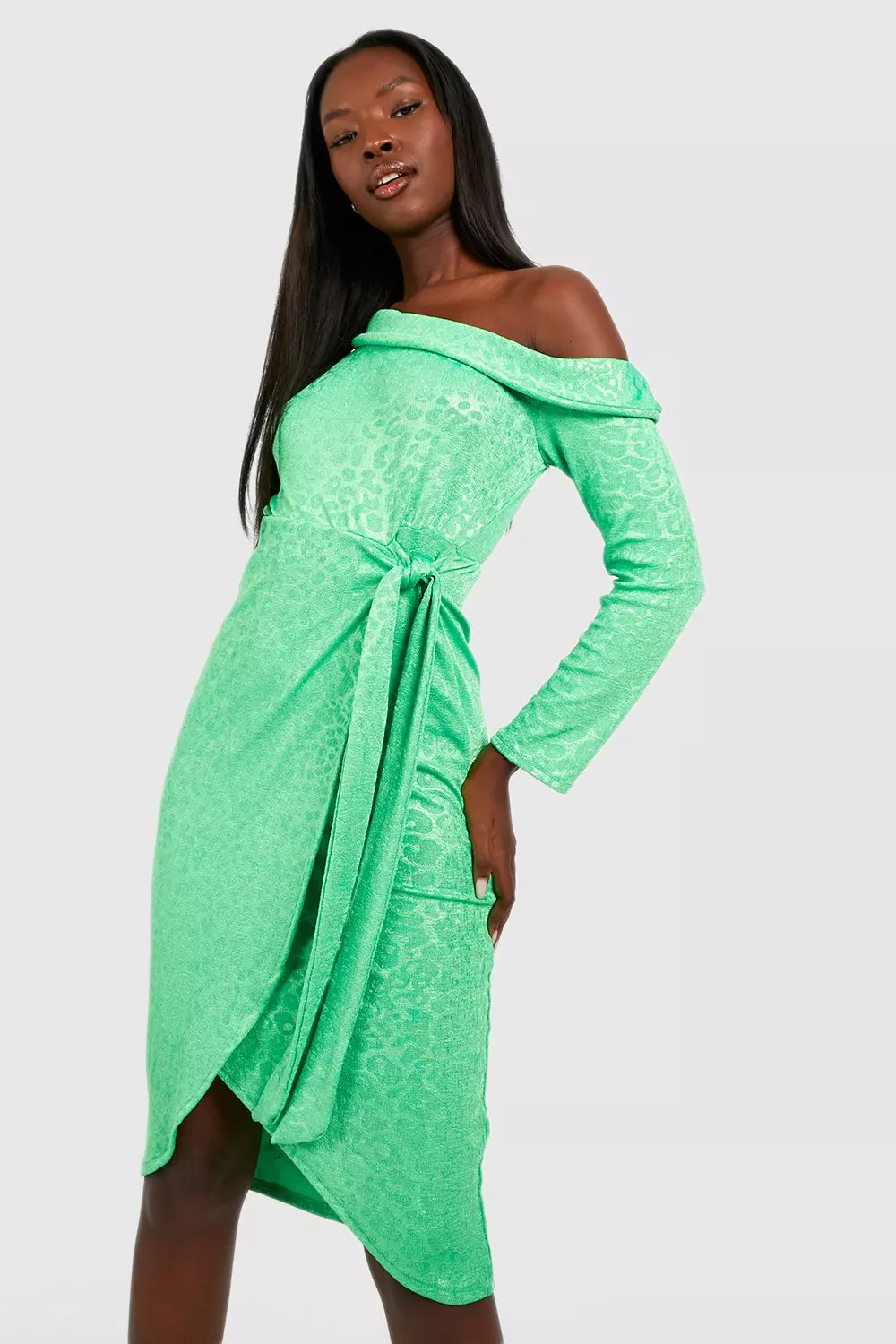 One shoulder wrap outlet skirt midi dress