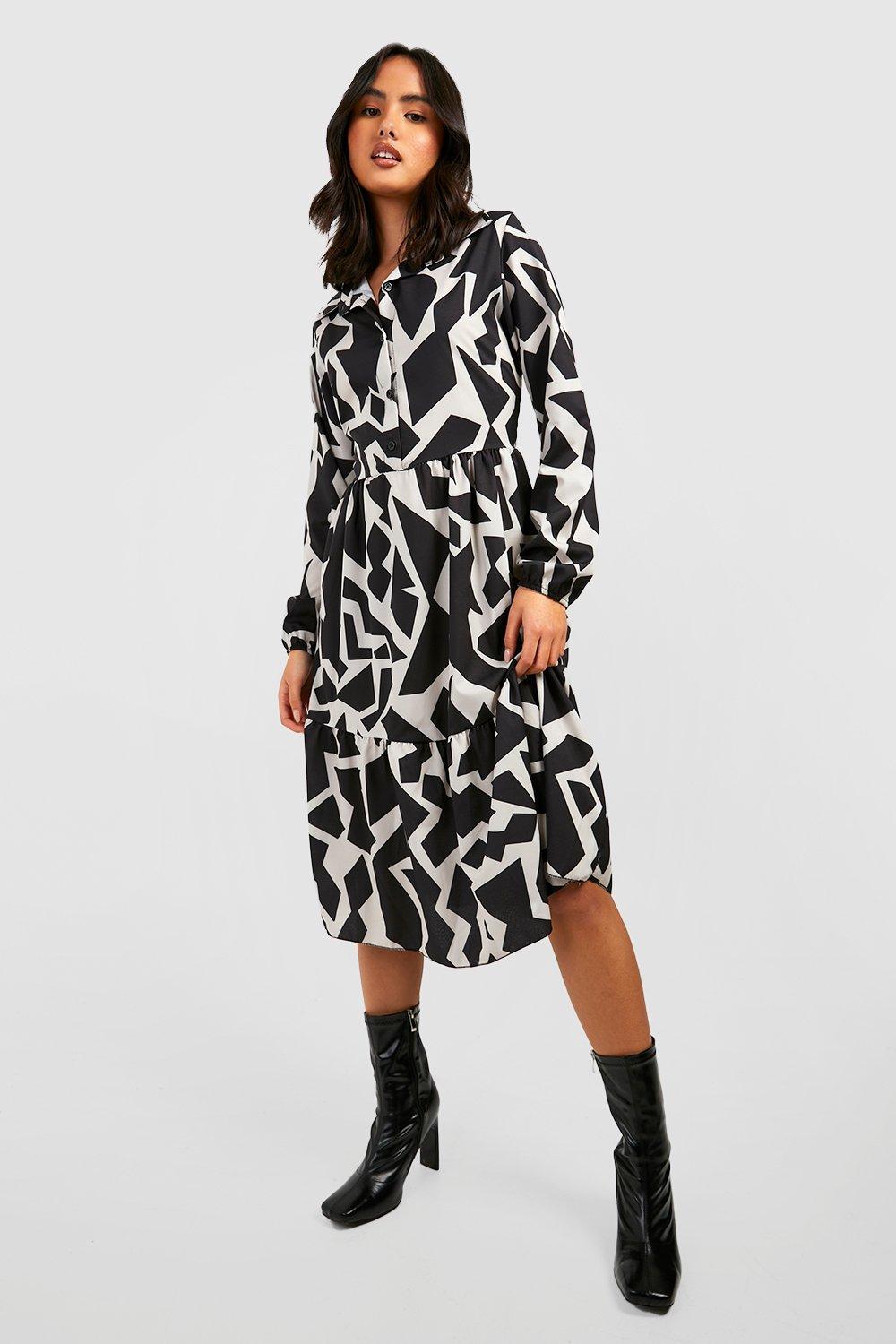 Boohoo geo store print shirt dress