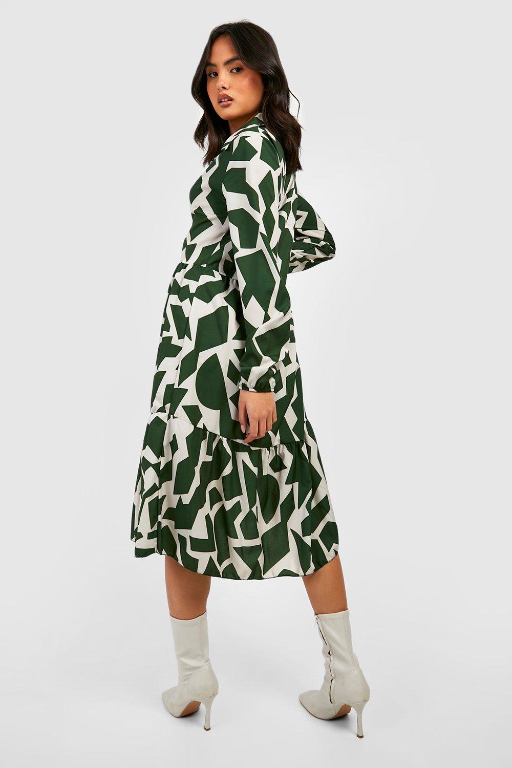 Joy Geometric Printed Midi Shirt Dress