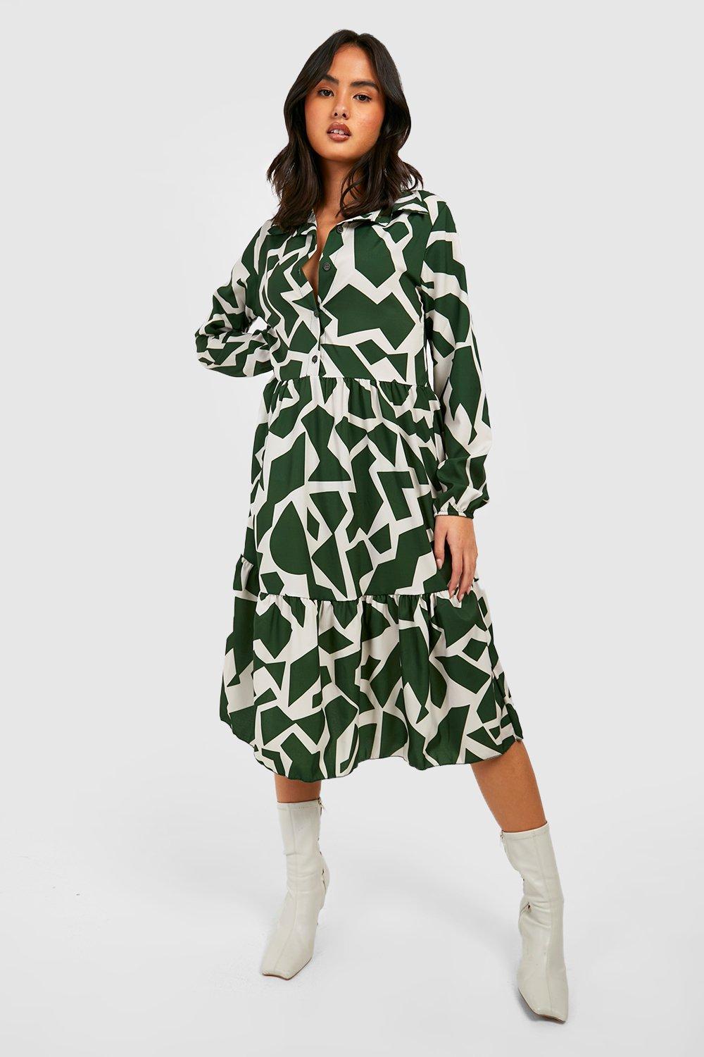 Tiered Midi Shirt Dress