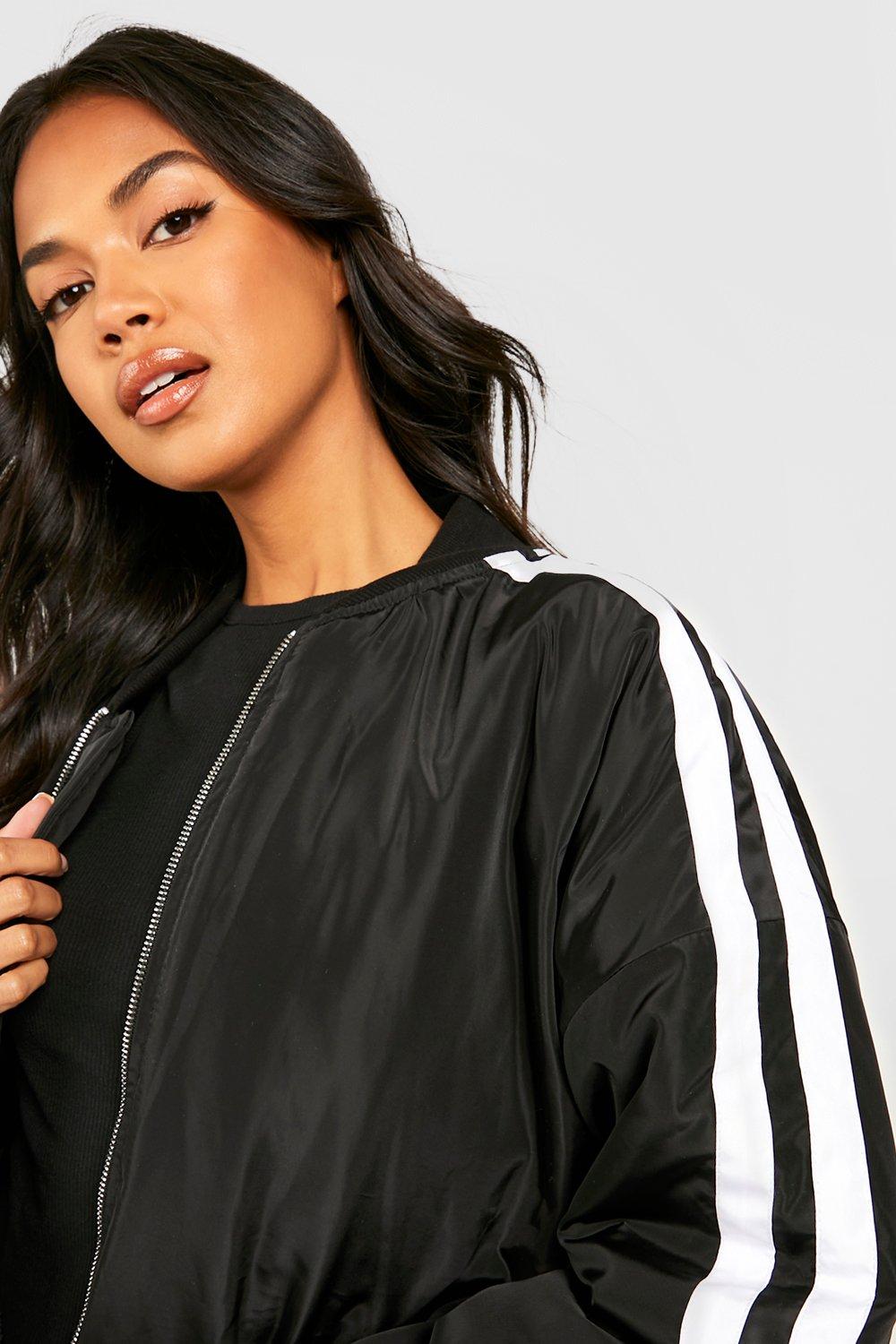 Stripe Detail Oversized Bomber Jacket