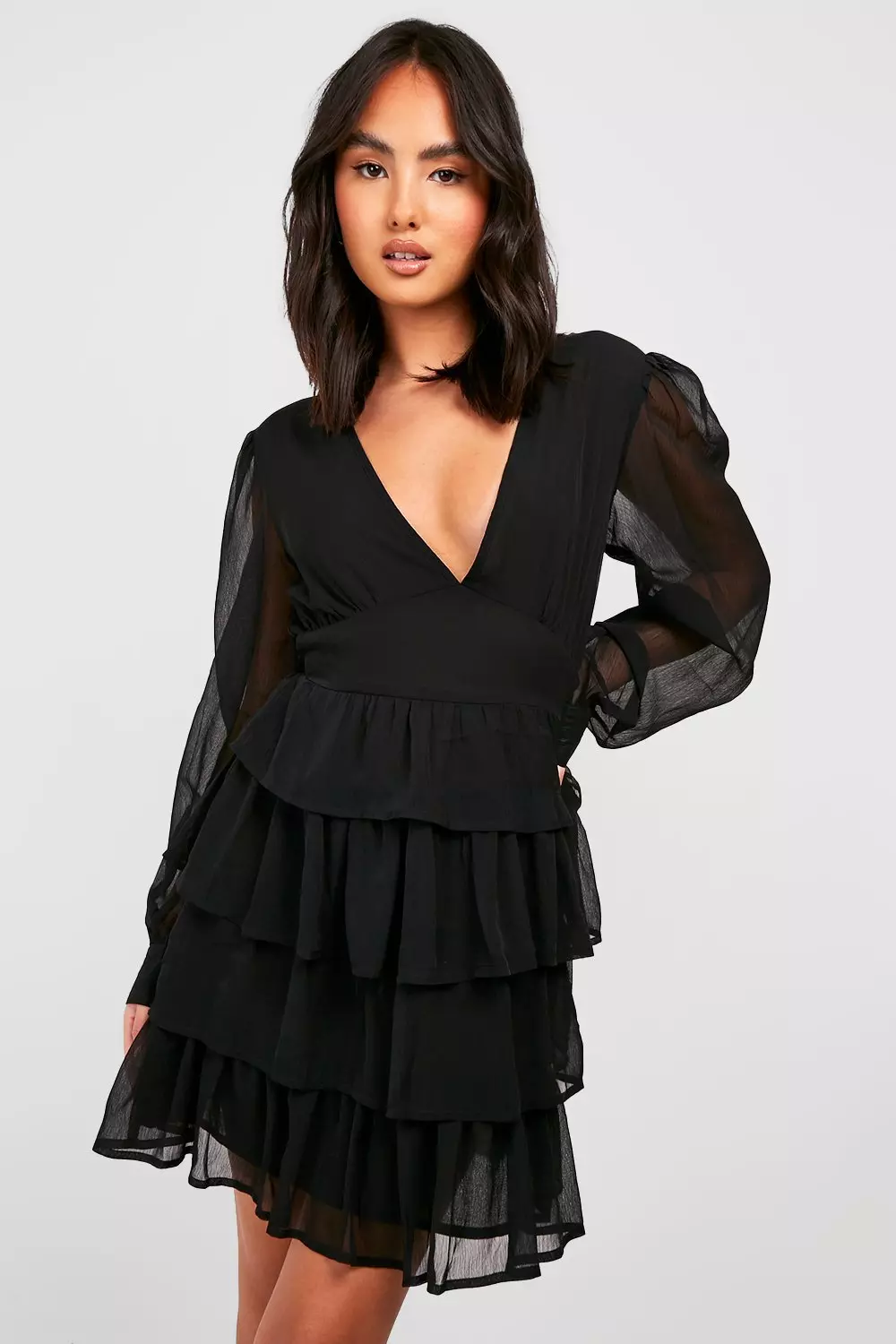 Black chiffon skater skirt hotsell