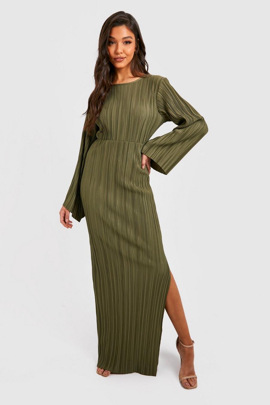Green Plisse Kimono Sleeve Maxi Dress image number 1