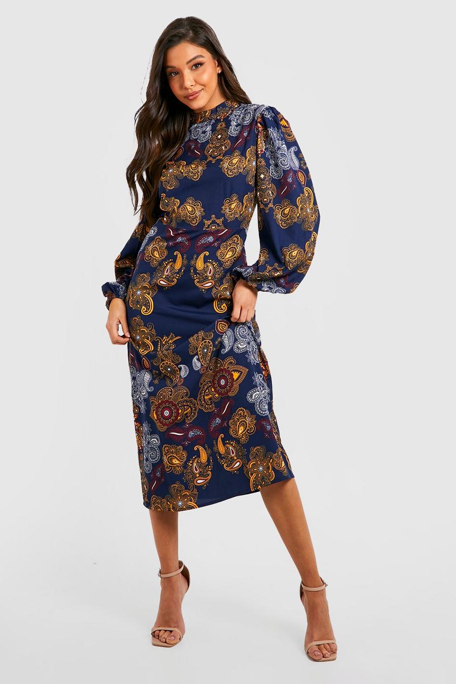 Navy marine The Printed Open Back Midaxi Dress