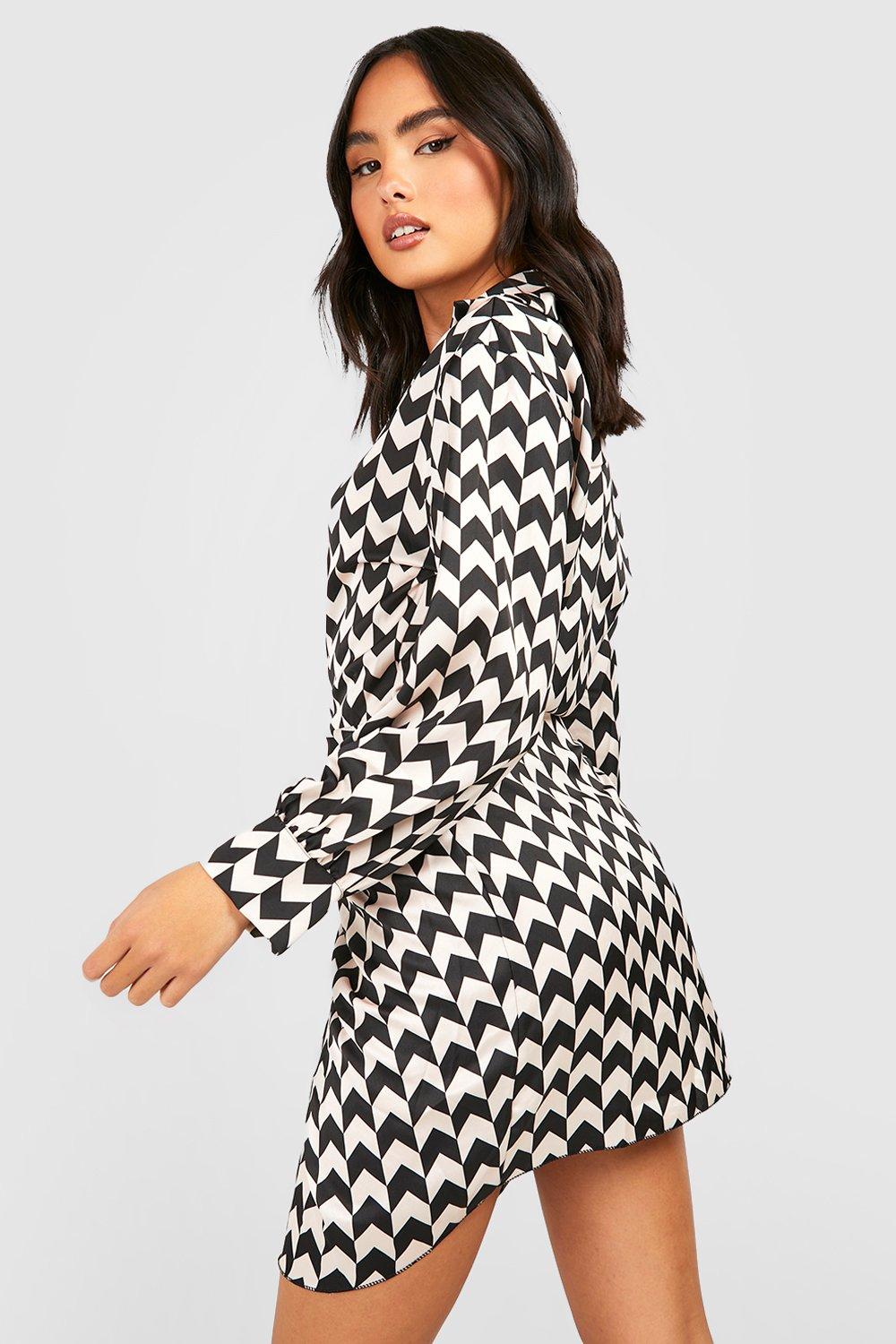 Boohoo geo clearance print shirt dress