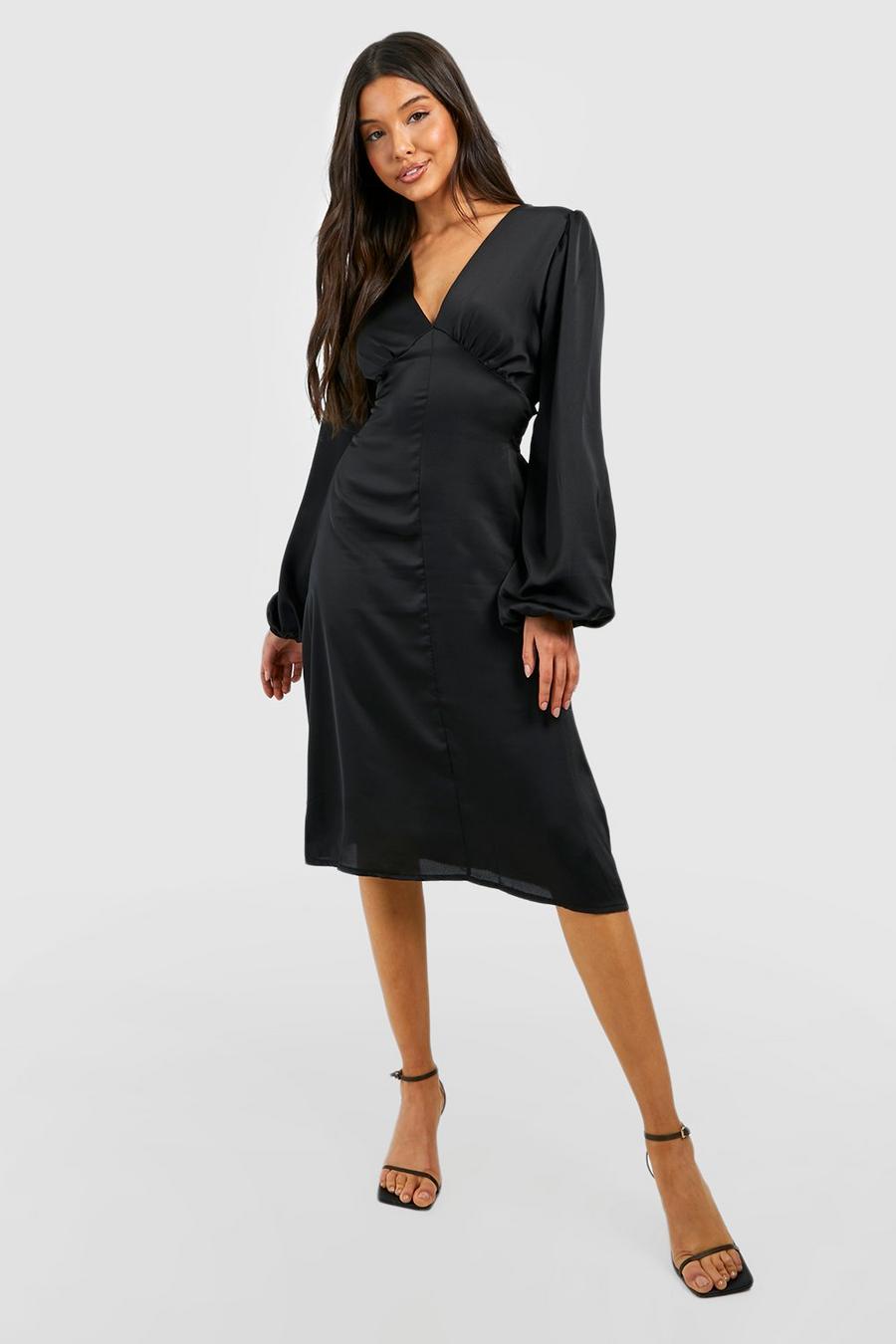 Women's Satin Blouson Sleeve Midi Dress | Boohoo UK