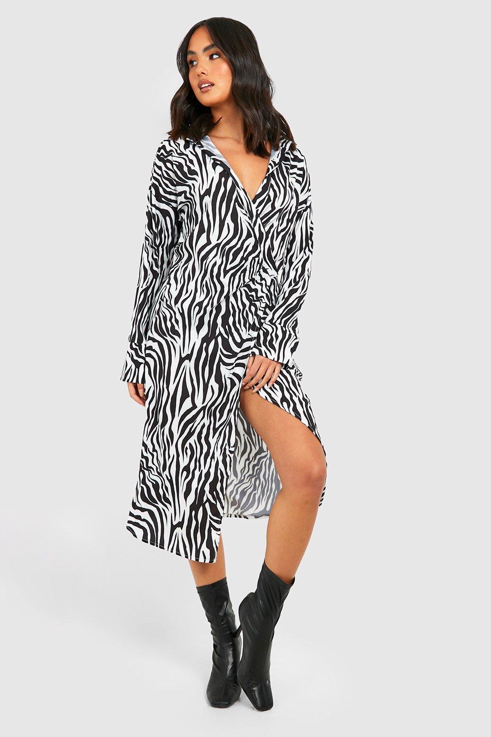 Zebra print hotsell midi shirt dress