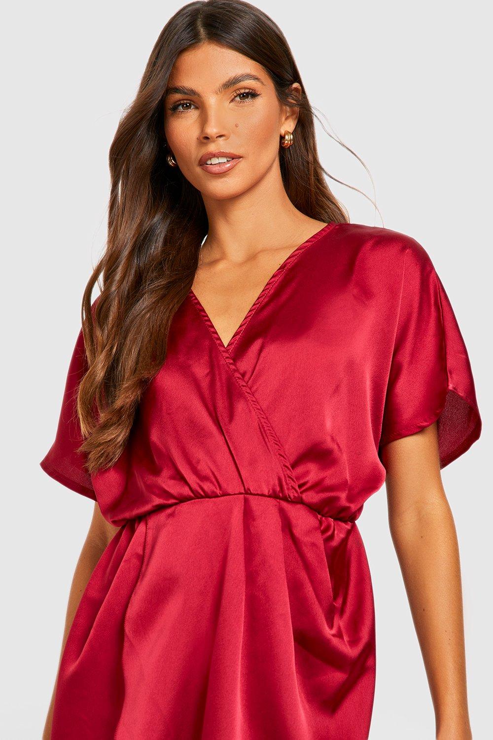 Missguided red wrap dress best sale