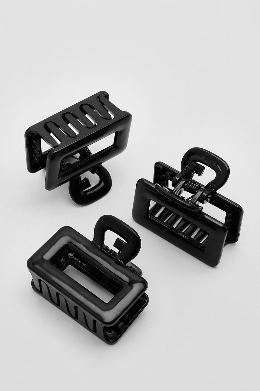 3 Pack Black Mini Square Claw Clips image number 1