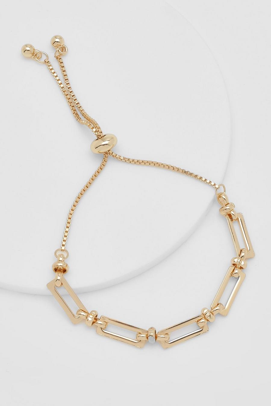 Gold metallic Polished Link Toggle Bracelet image number 1