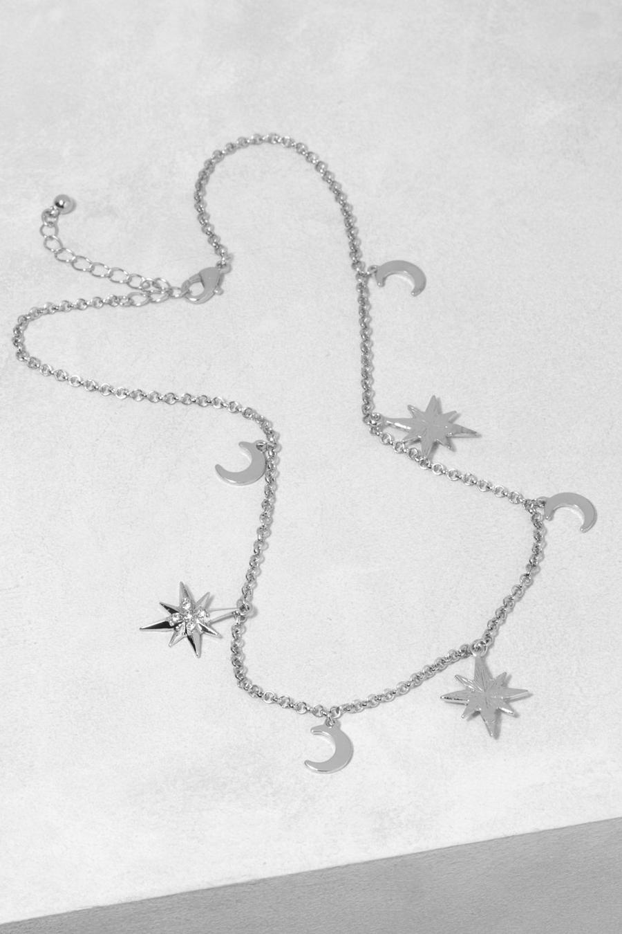 Silver Celestial Charm Short Necklace