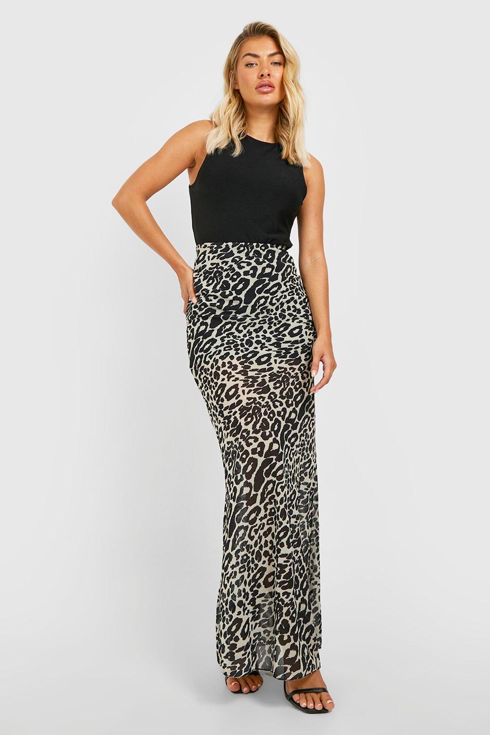 Leopard chiffon maxi on sale skirt