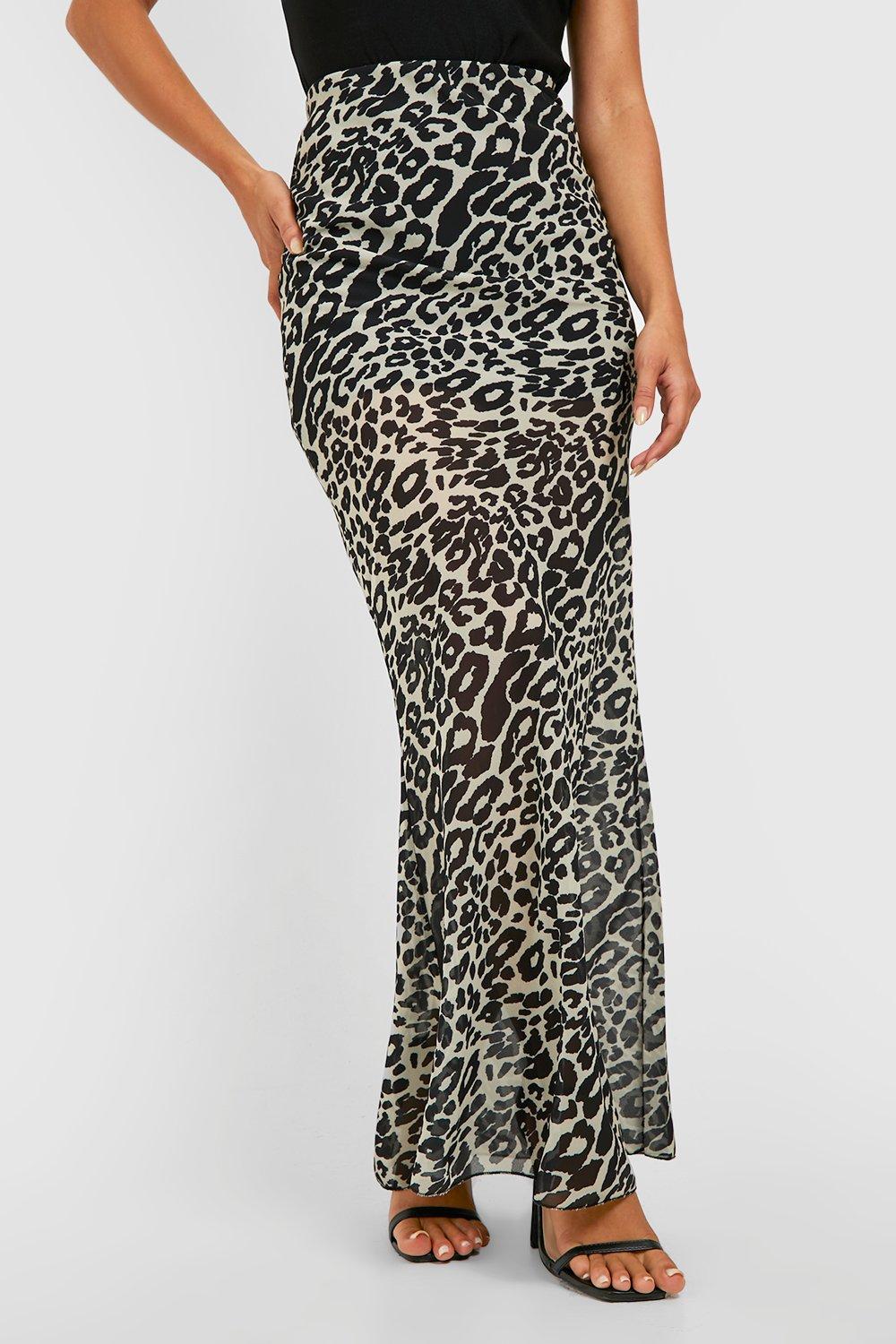 Womens leopard hotsell maxi skirt