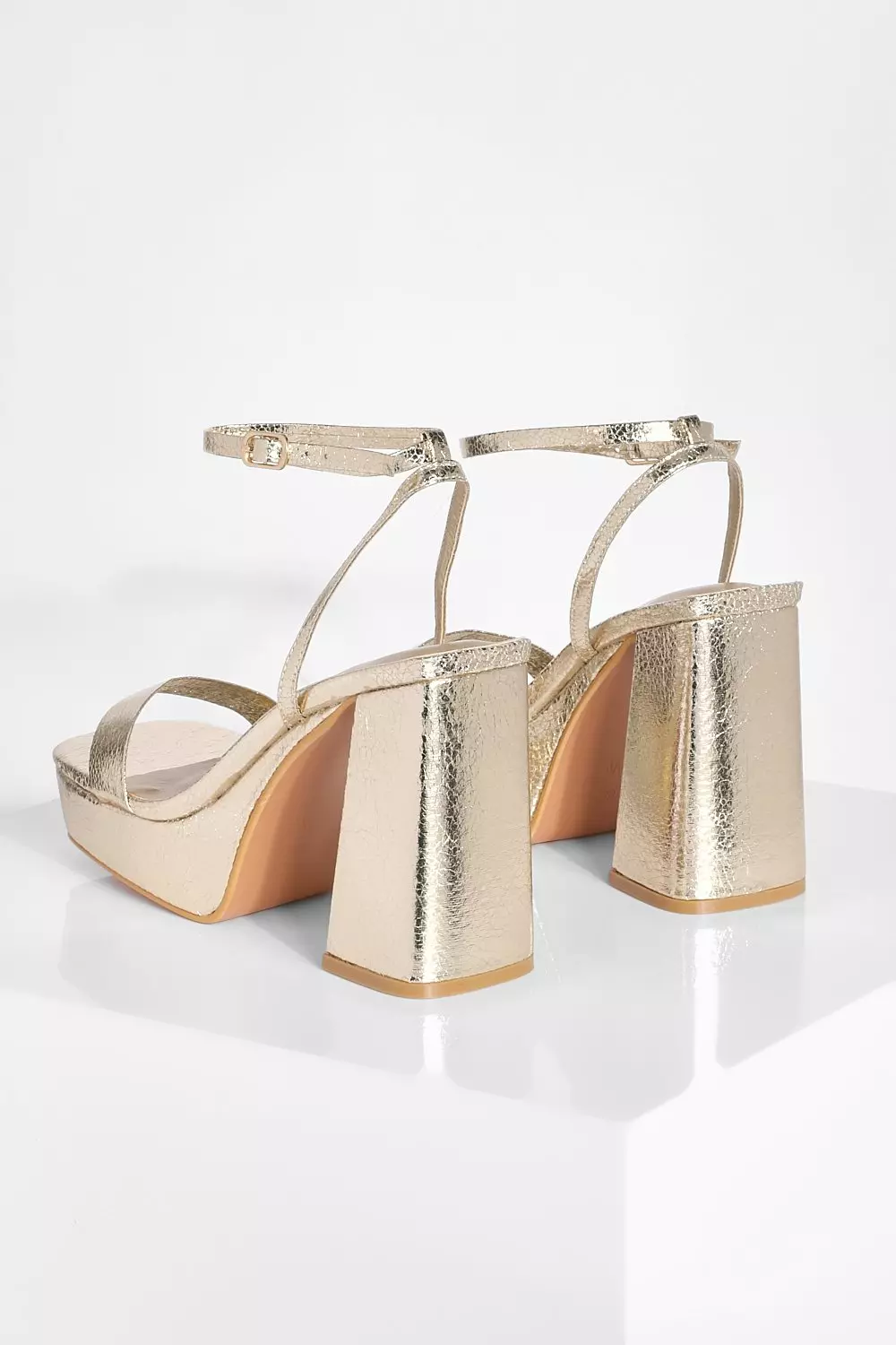Gold Wide Metallic Square Toe Barely There Platform Heel  alternative image