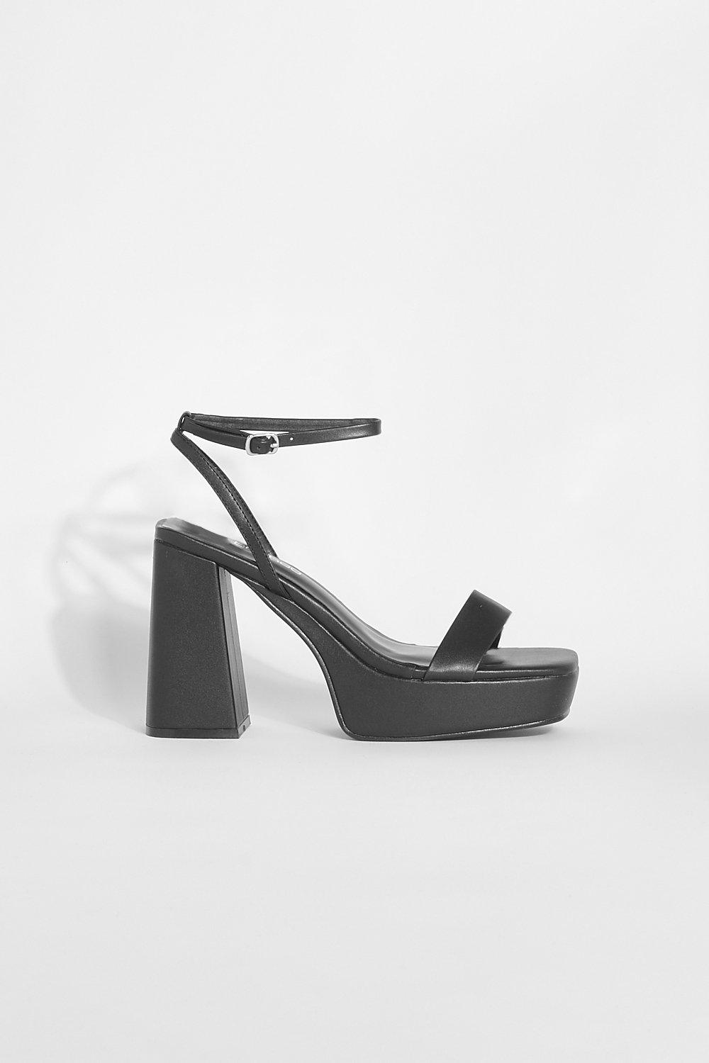 Wide Width Square Toe Barely There Platform Heel