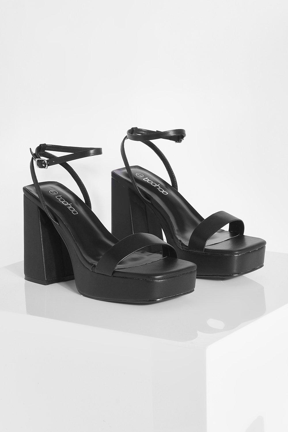 Square Toe Platform Heeled Shoes Ex Wide