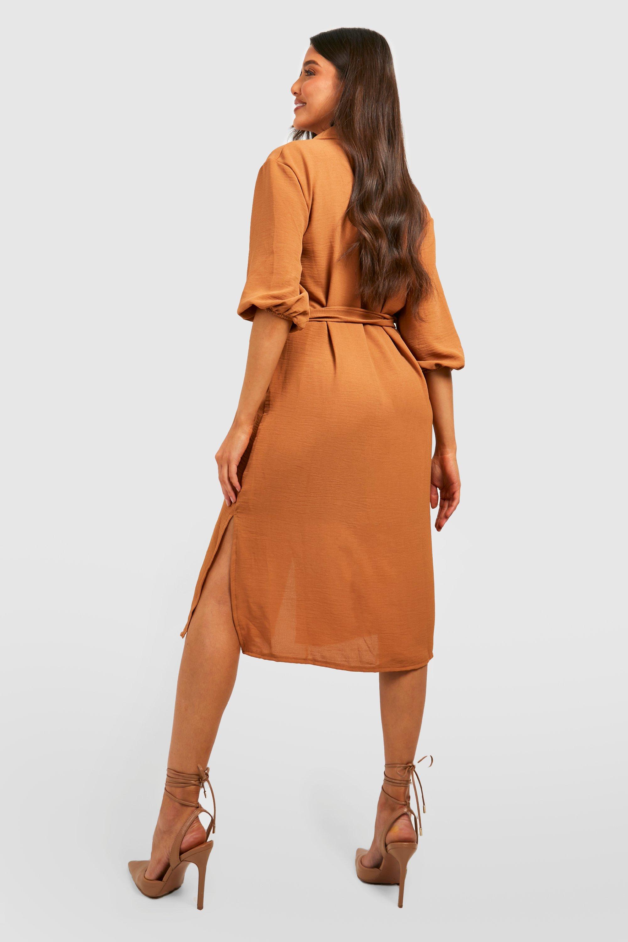 Midi shirt shop dress with pockets