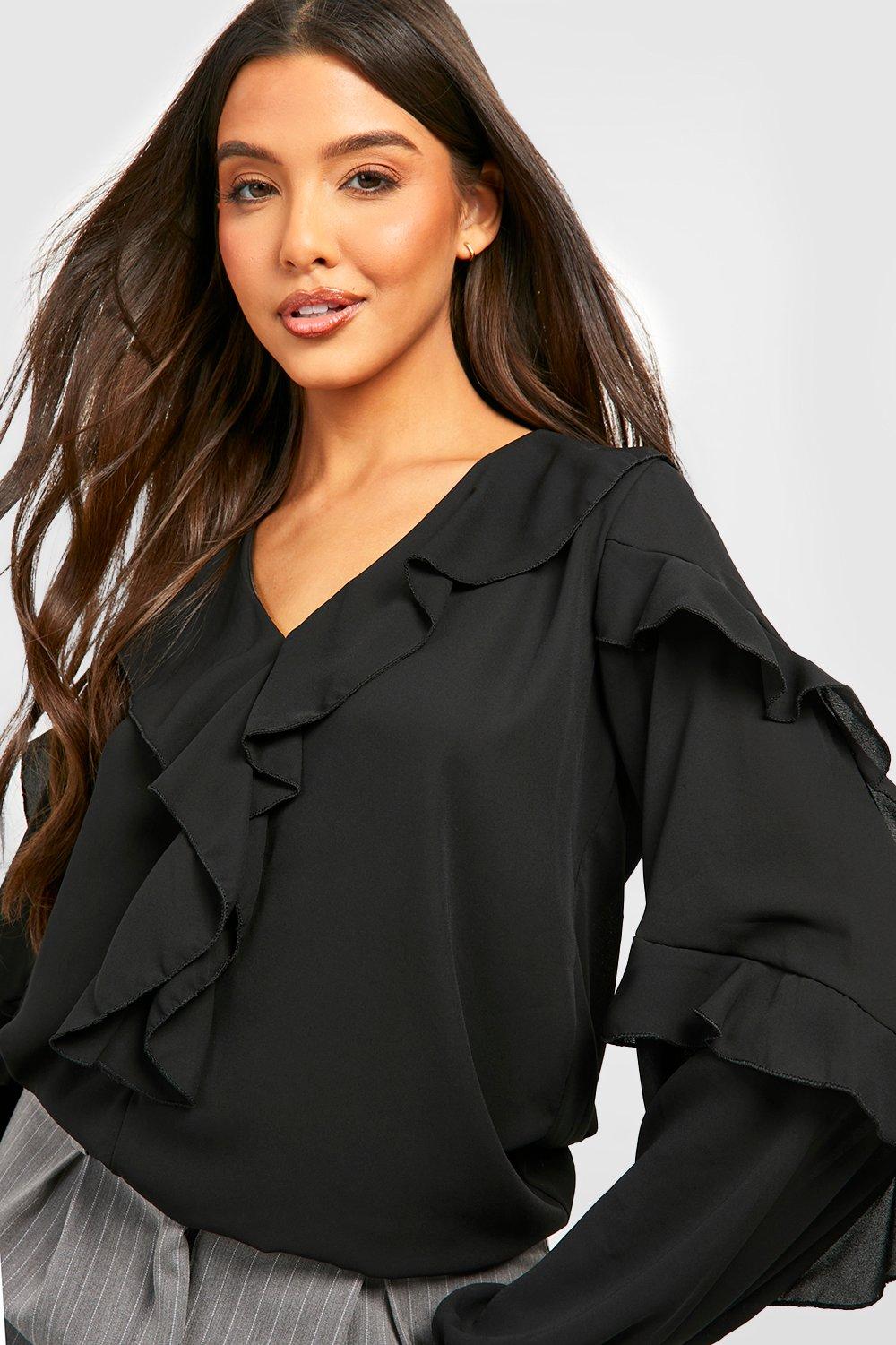 Ruffle Detail Volume Sleeve Blouse