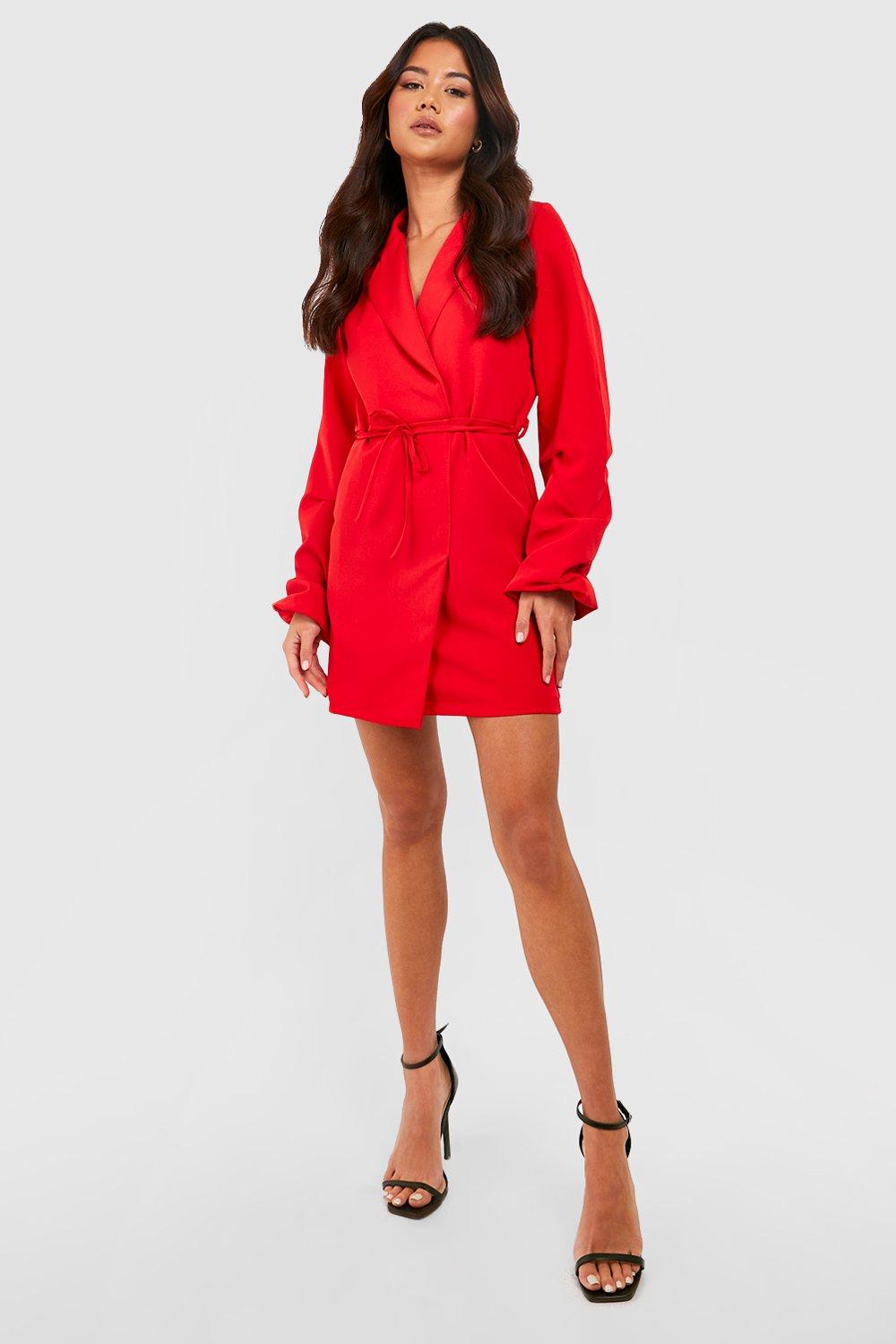 Red long sleeve blazer hot sale dress