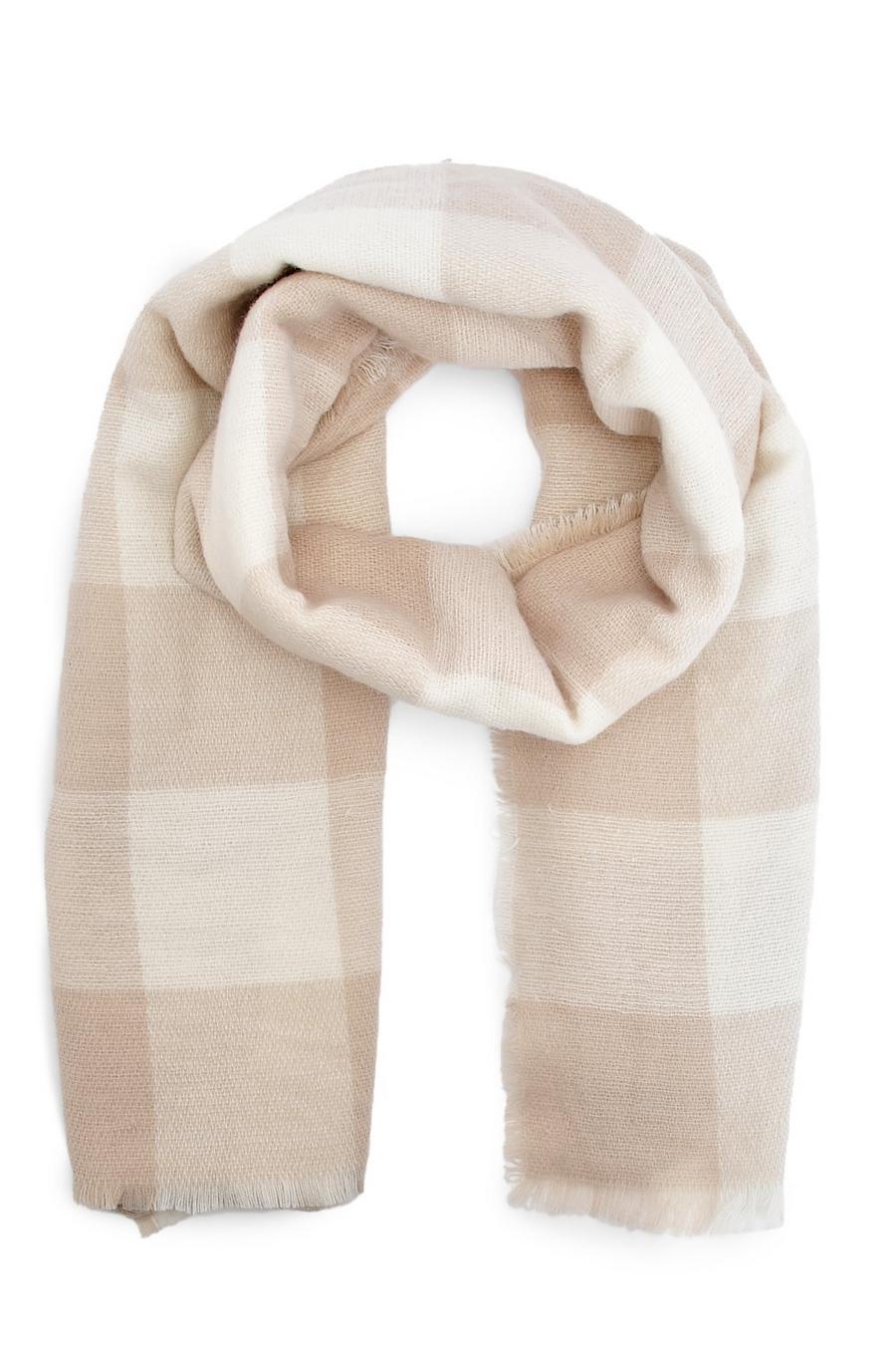 Grey Woven Check Scarf  image number 1