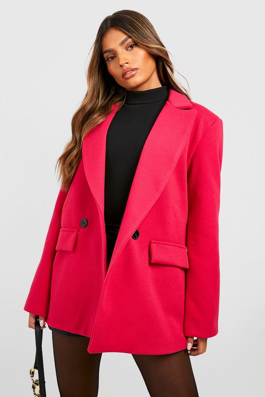 Hot pink Premium Double Breasted Relaxed Fit Blazer