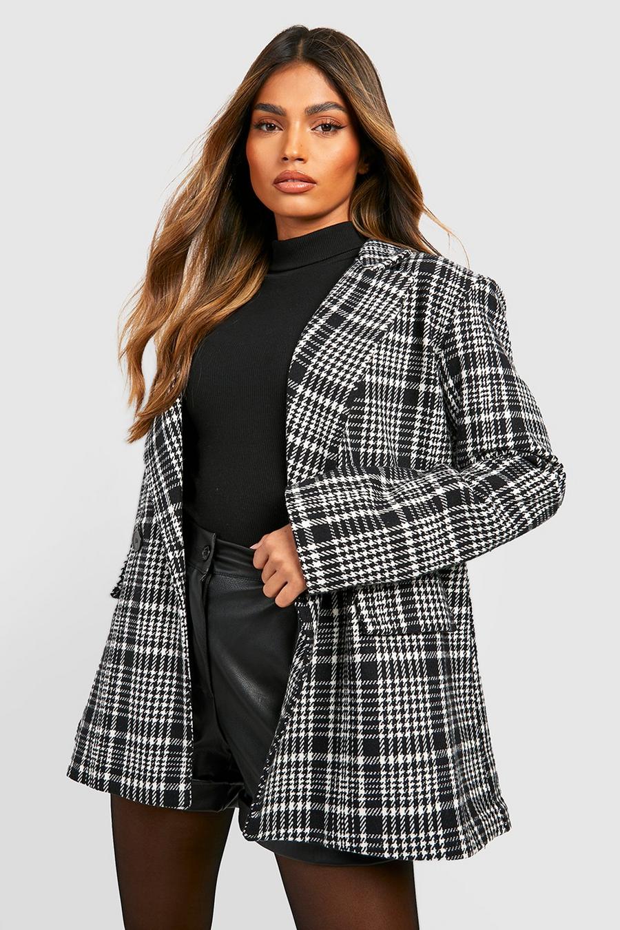 Black Premium Dogtooth Flannel Tailored Blazer image number 1