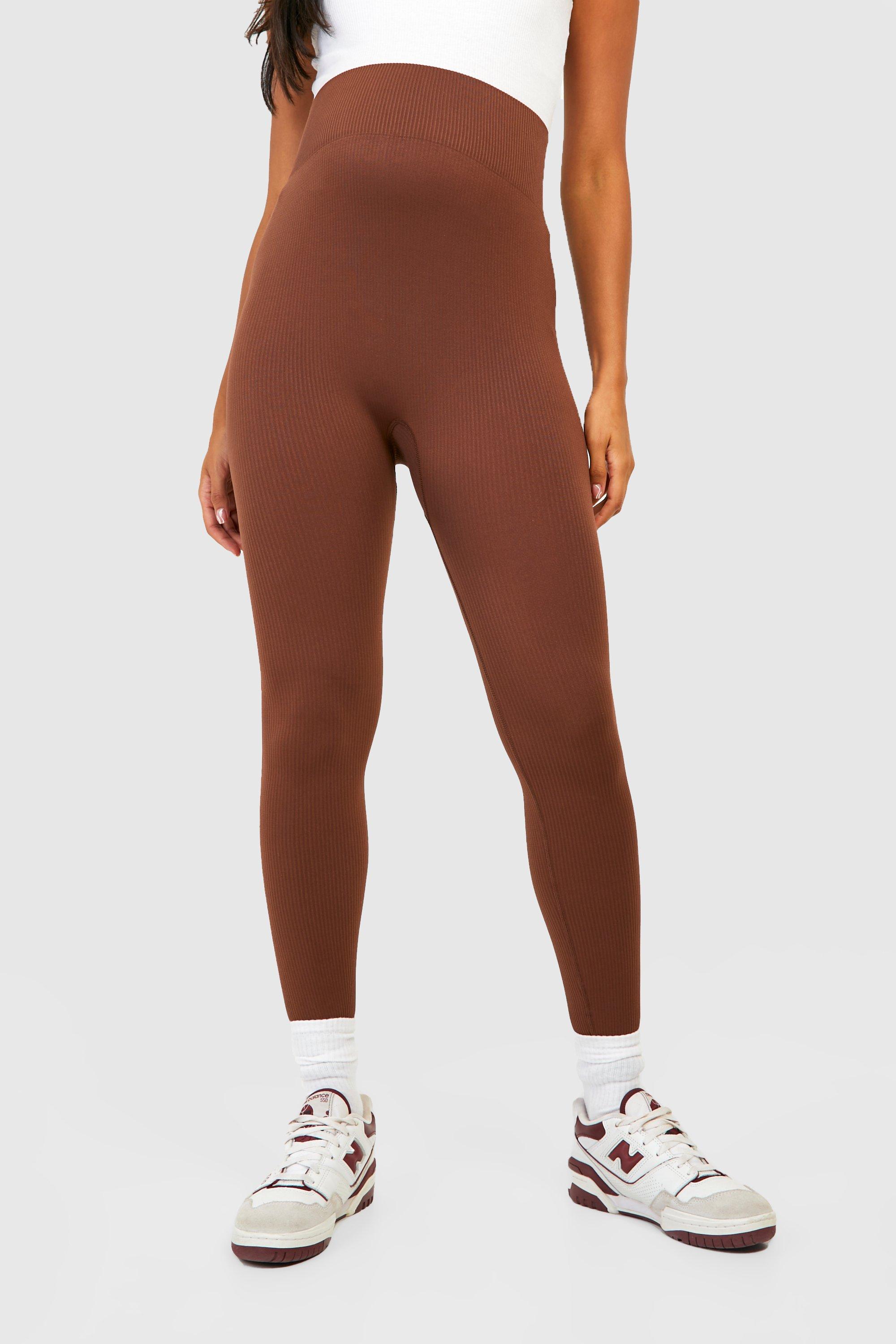 Famme Ribbed Seamless Leggings Beige