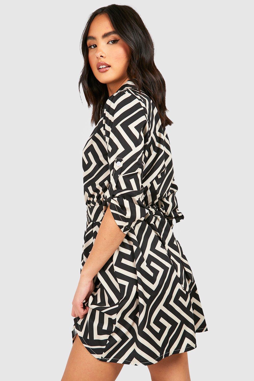 Boohoo geo hotsell print shirt dress