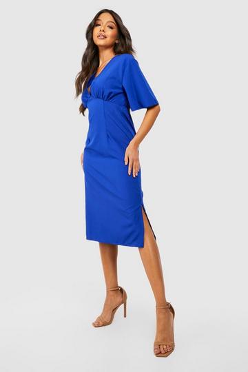 Angel Sleeve Midi Dress cobalt