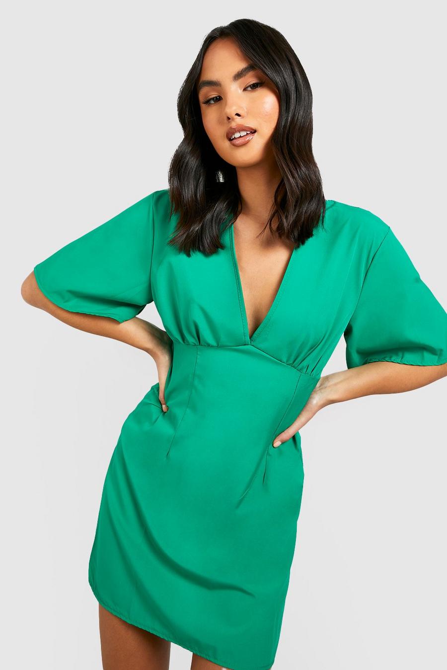 Green Angel Sleeve Mini Dress image number 1