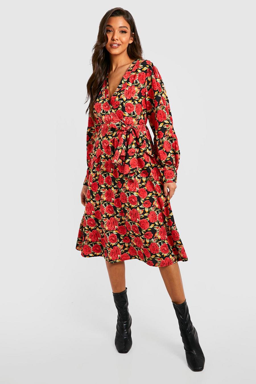 Red rosso The Printed Midi Skater Dress