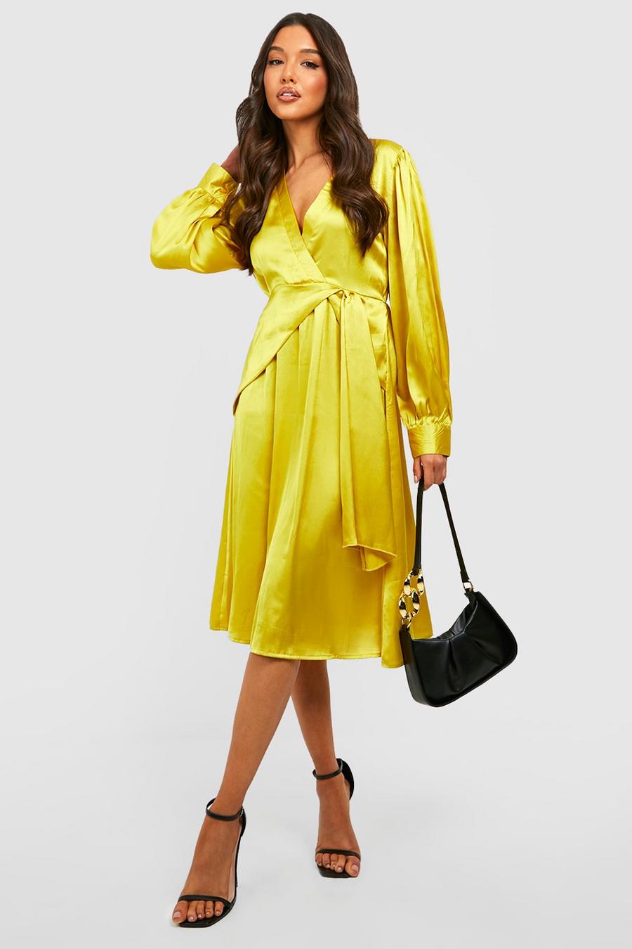 Chartreuse yellow The Midi Skater Dress