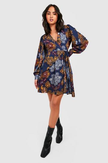 The Printed Skater Dress navy