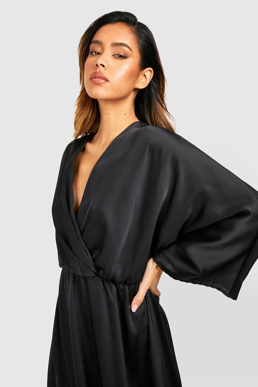 Lace-Panel Satin Slip Dress And Double-Layer Fuzzy Cuff Robe Pajama Set