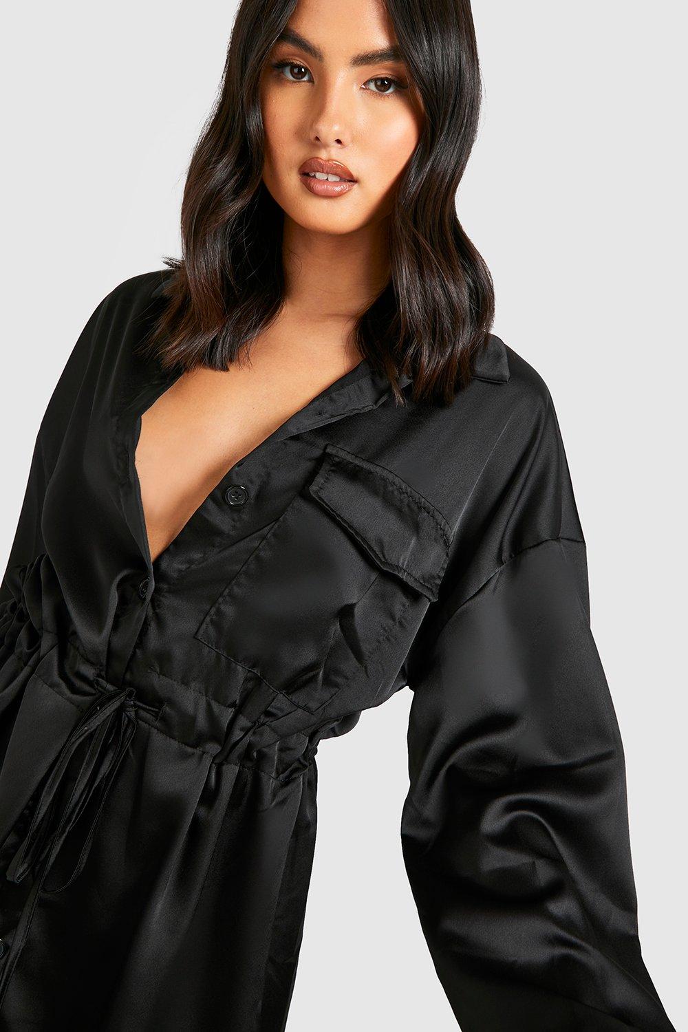 Boohoo black cheap shirt dress