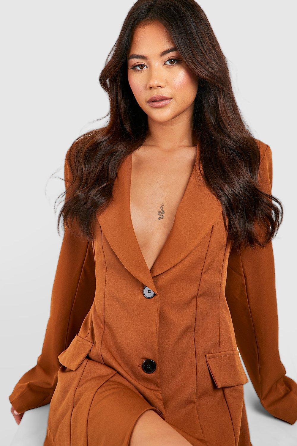 Woven Structured Seam Detail Blazer Dress