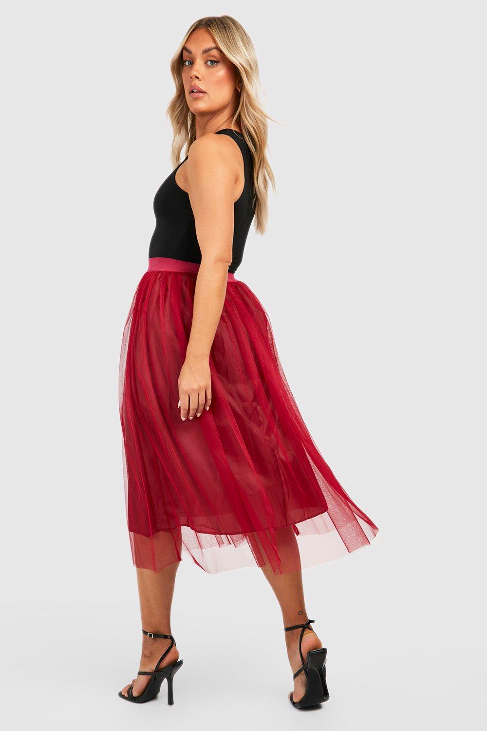 Boohoo tulle midi skirt in clearance black