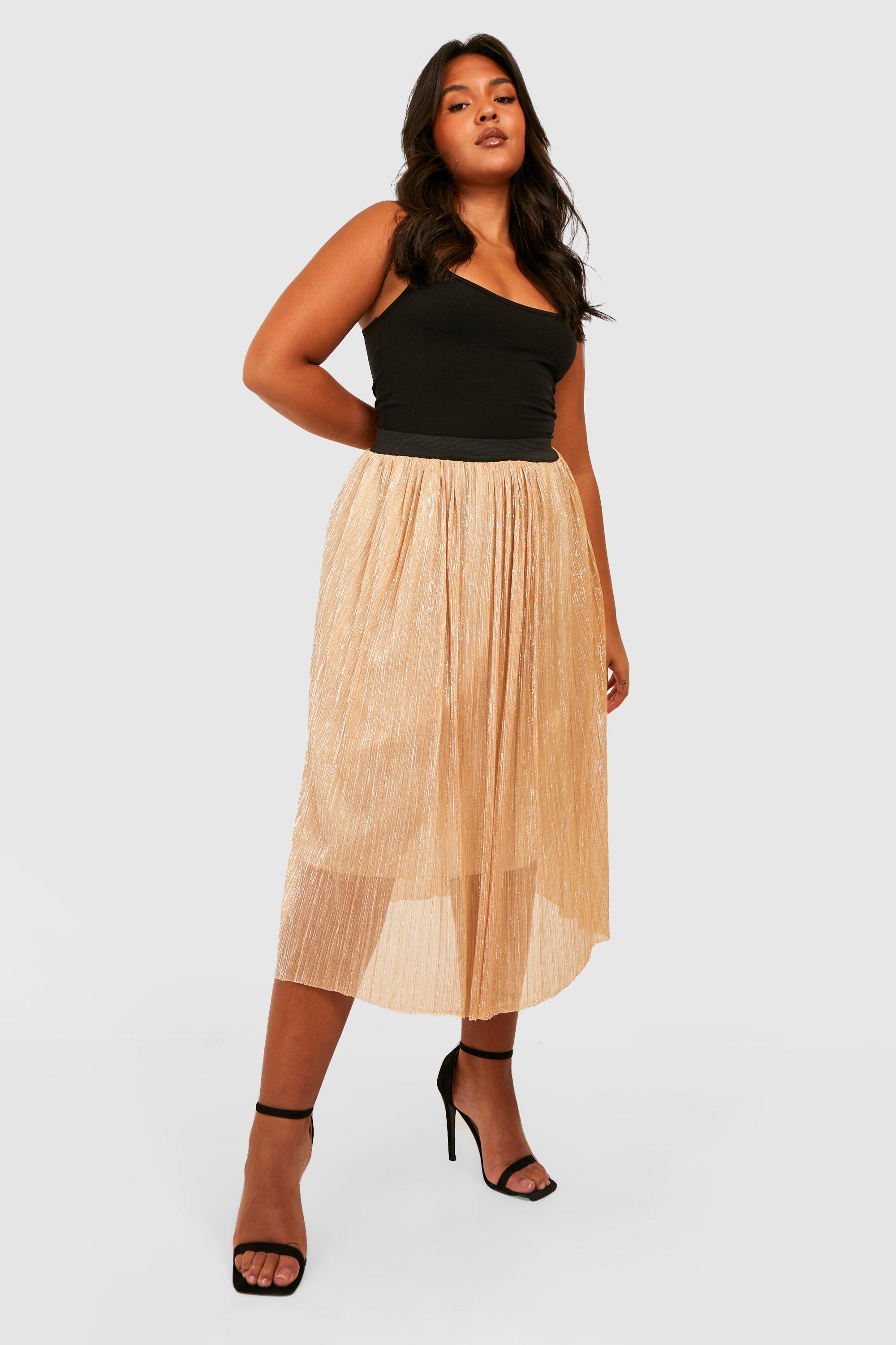 væske at se Sui Plus Metallic Tulle Mesh Midi Skirt | boohoo