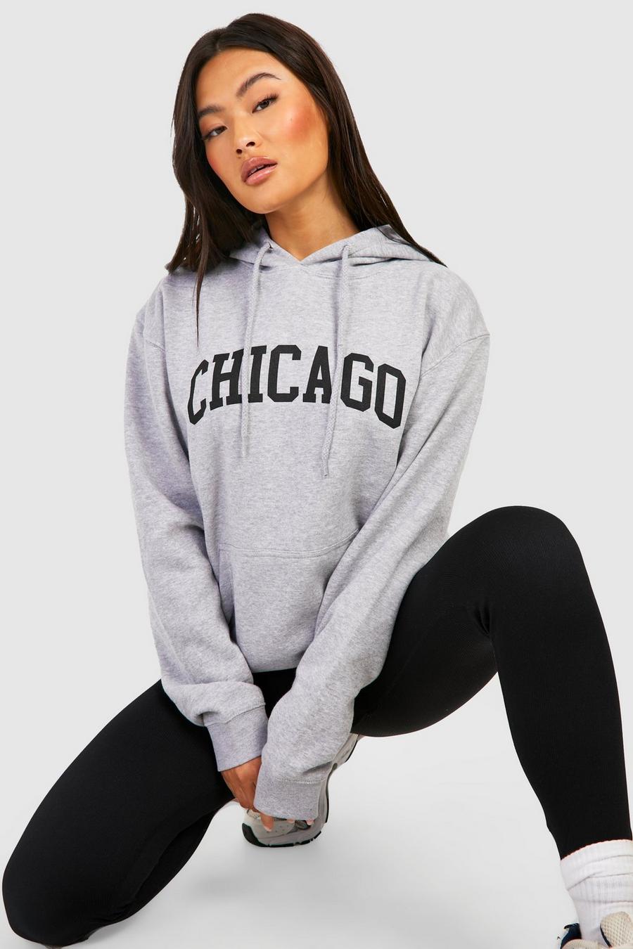 Grey marl Chicago Oversized Hoodie image number 1