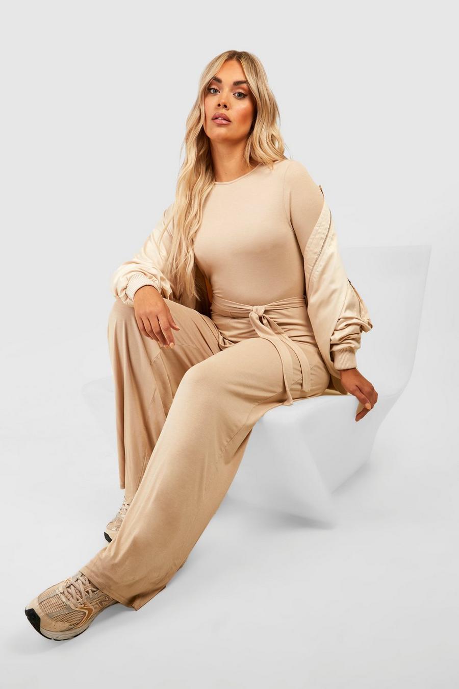 Stone Plus Basic Jersey Belted Jumpsuit   image number 1
