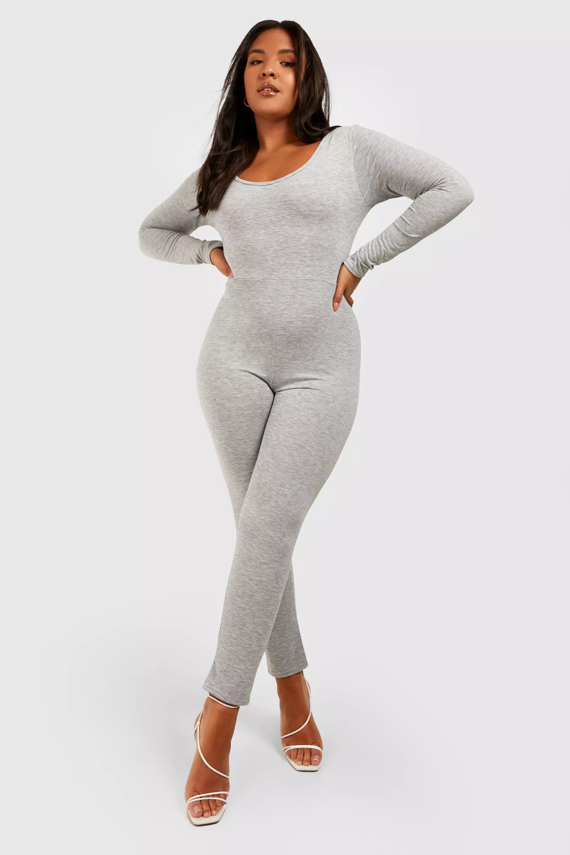 Grey Plus Basic Jersey Fitted Jumpsuit alternative image