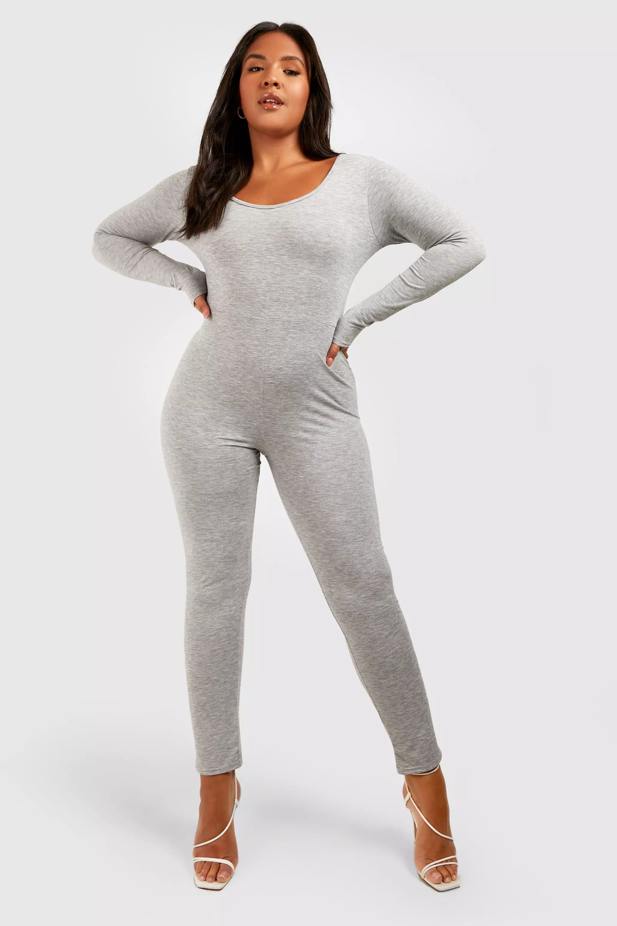Grey Plus Basic Jersey Fitted Jumpsuit alternative image
