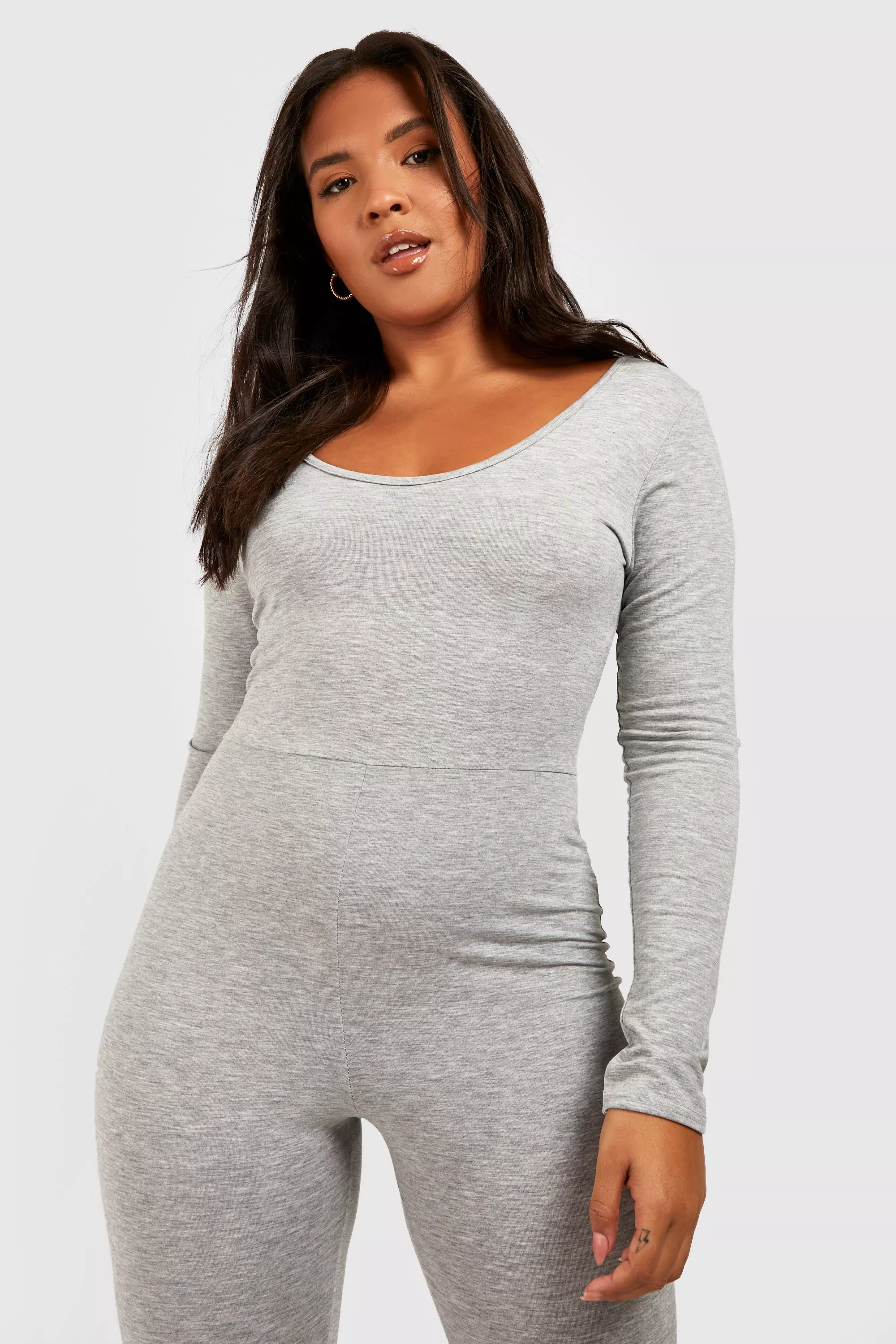 Grey Plus Basic Jersey Fitted Jumpsuit alternative image