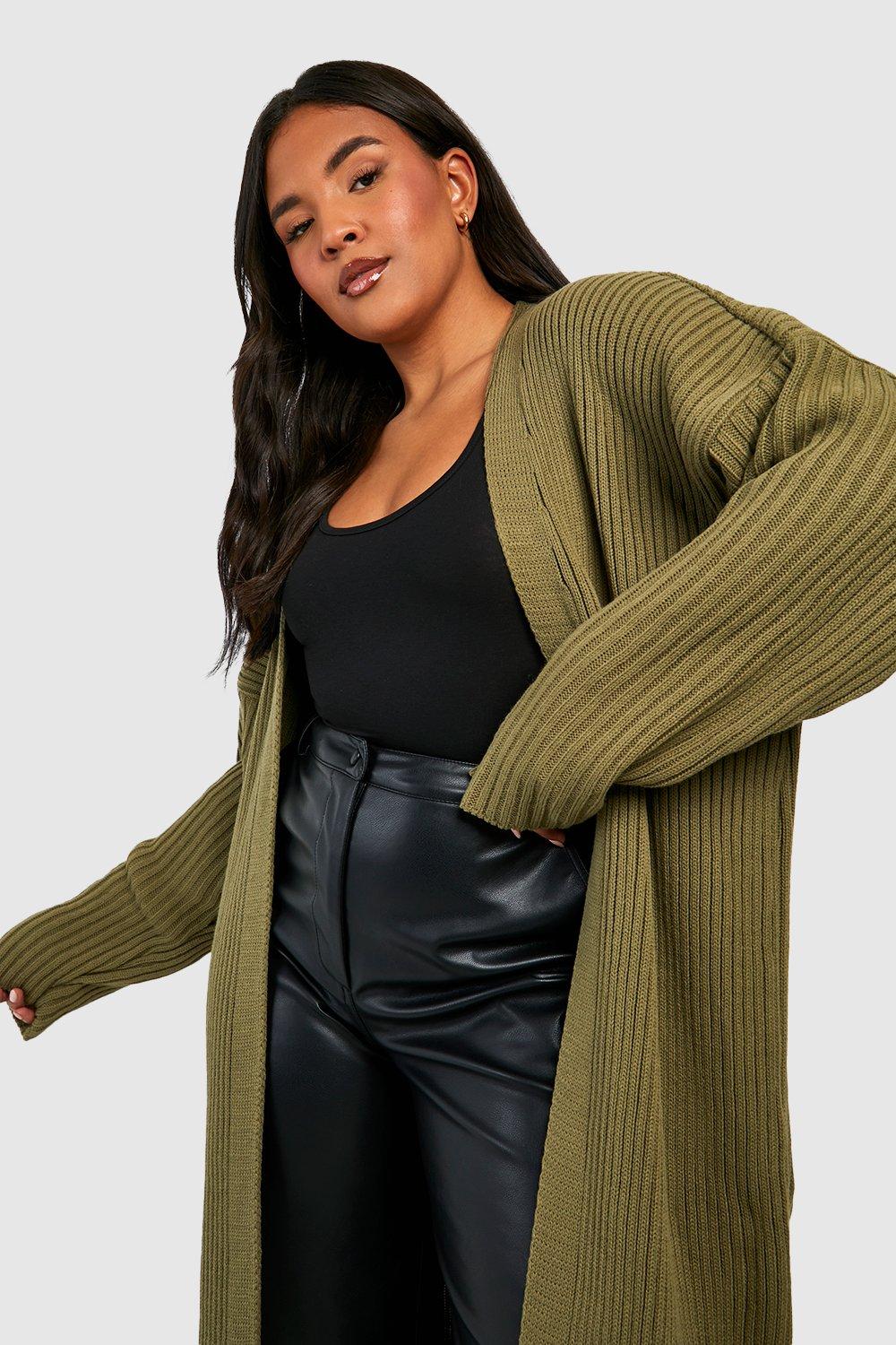 Plus Knitted Oversized Maxi Cardigan boohoo UK