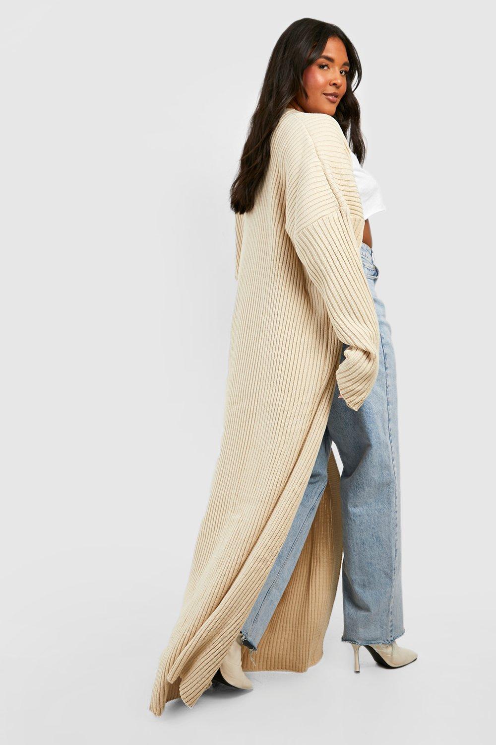 Stone Colour Block Maxi Cardigan, Long Cardigans