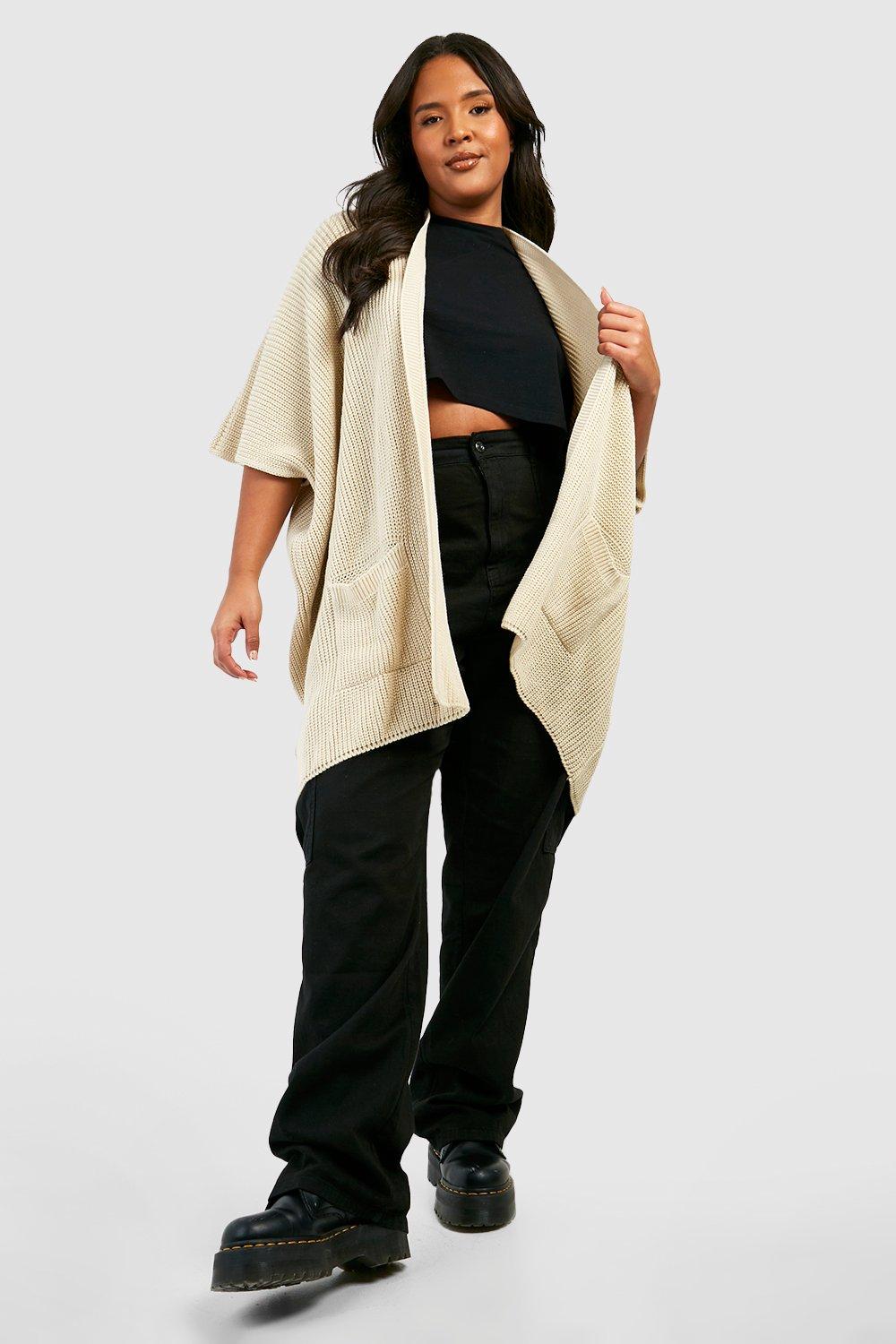 Plus Knitted Batwing Oversized Cardigan boohoo